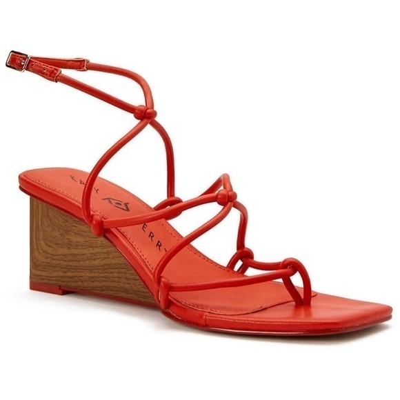 KATY PERRY KNOTTED WEDGE IRISIA SIZE 8 COLOR FIERY ORANGE NWT - Picture 1 of 8